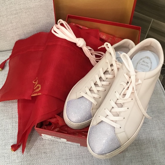 Rene Caovilla Shoes - Rene Caovilla Pink & Silver Crystal Sneakers - 39/US9